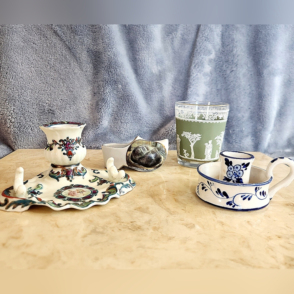 Vintage Cottagecore Home Decor Bundle Lot -Trinkets & Candle Holders
